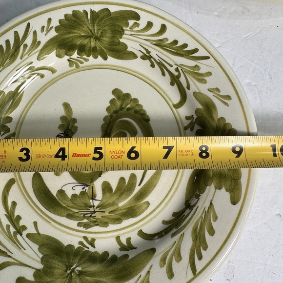 IK 11" & 9.5" Hand Painted Greece Hanging Plates (2) Green Rooster Farmhouse - Picture 7 of 7